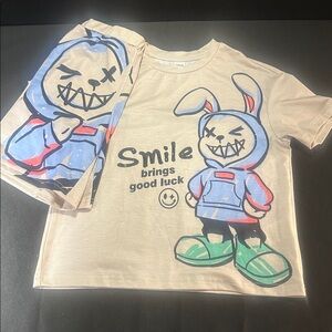 SHEIN Beige Cartoon Bunny Matching Set